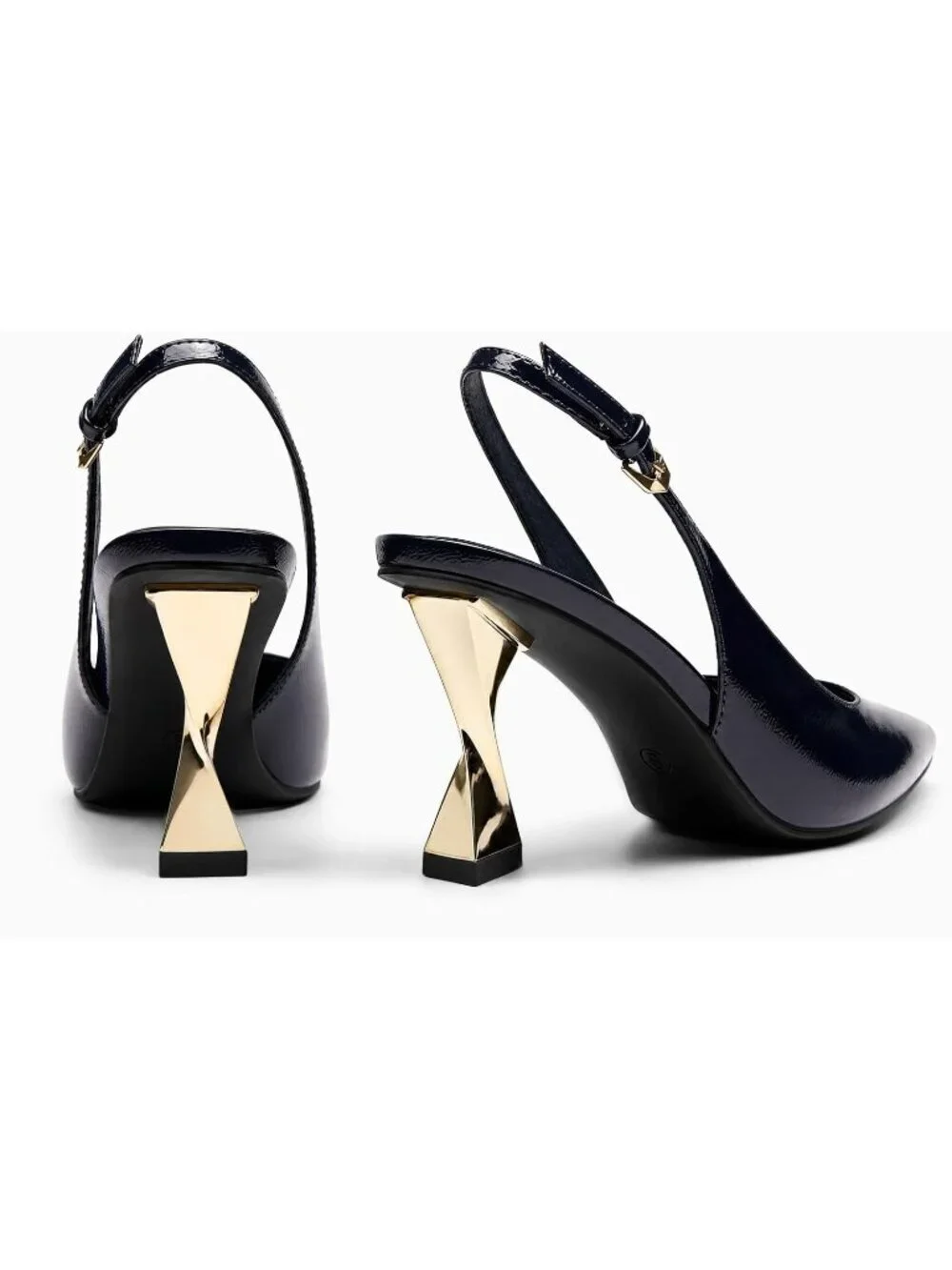 Women's Navy Kitten Heels Slingback Pointed Closed Toe Pumps Comfortable Shoes